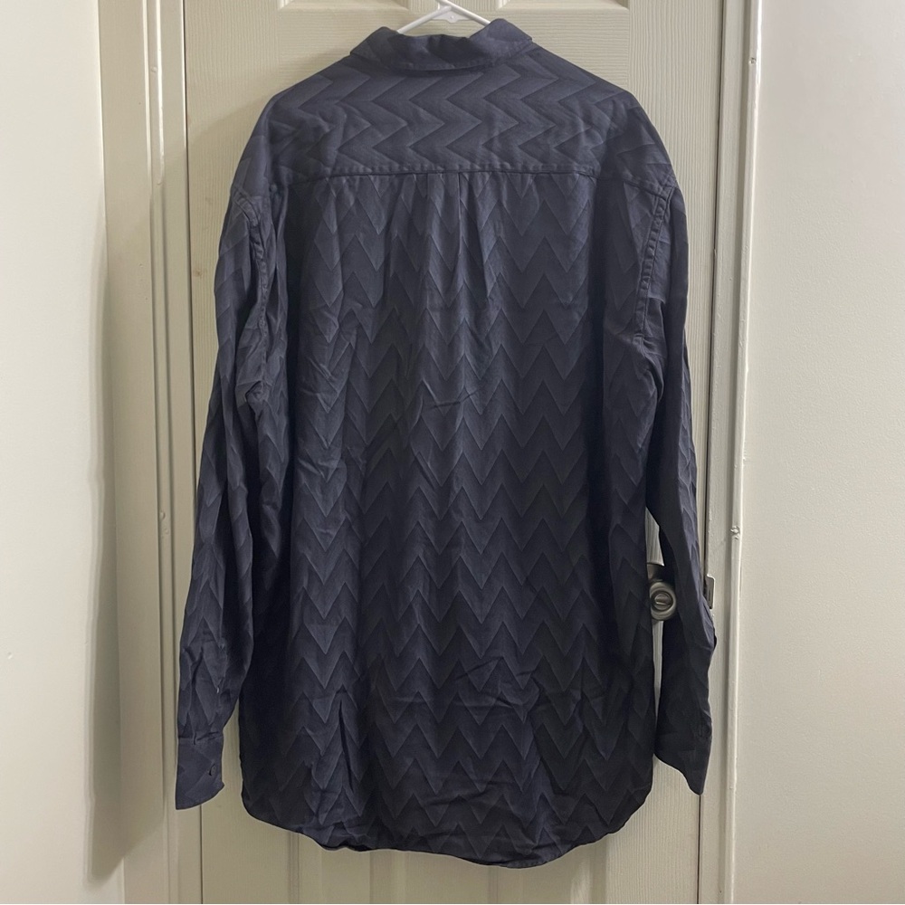 Zanella navy blue chevron cotton dress shirt - Picture 4 of 10
